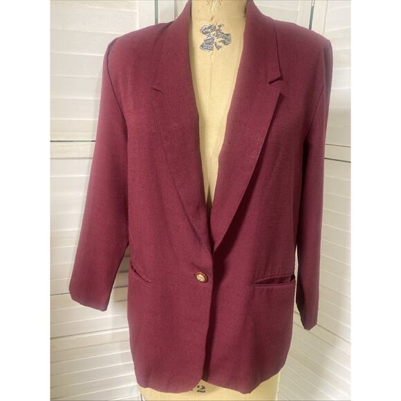 Ship N Shore Jackets & Blazers - 80s 90s Ship N Shore Women’s Sz 10P Med Blazer Jacket Maroon Single Breasted
